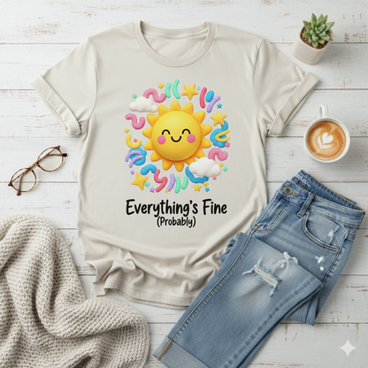 Sun Graphic Unisex Tee - 'Everything's Fine (Probably)'